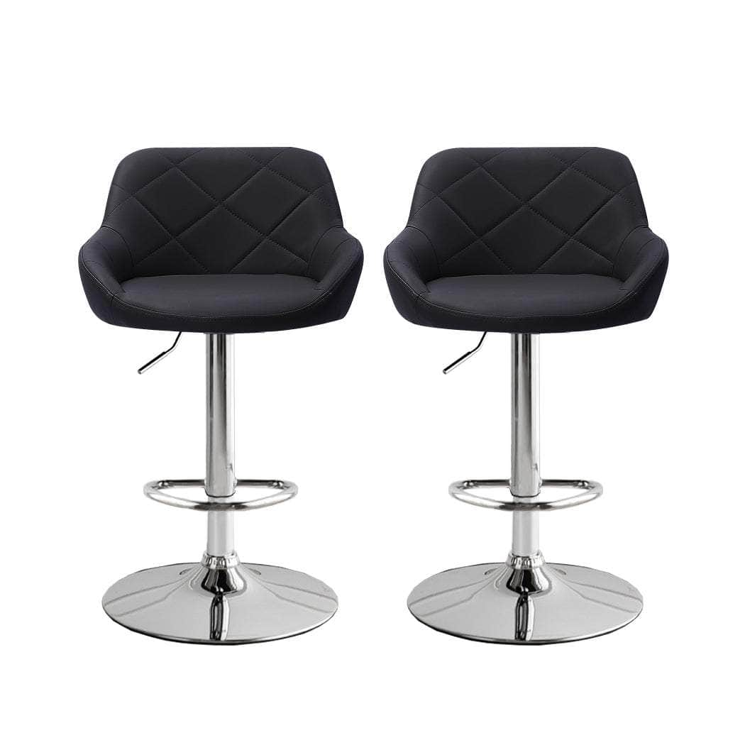 2x Bar Stools Kitchen Barstools PU Leather Chairs Gas Lift Swivel Black