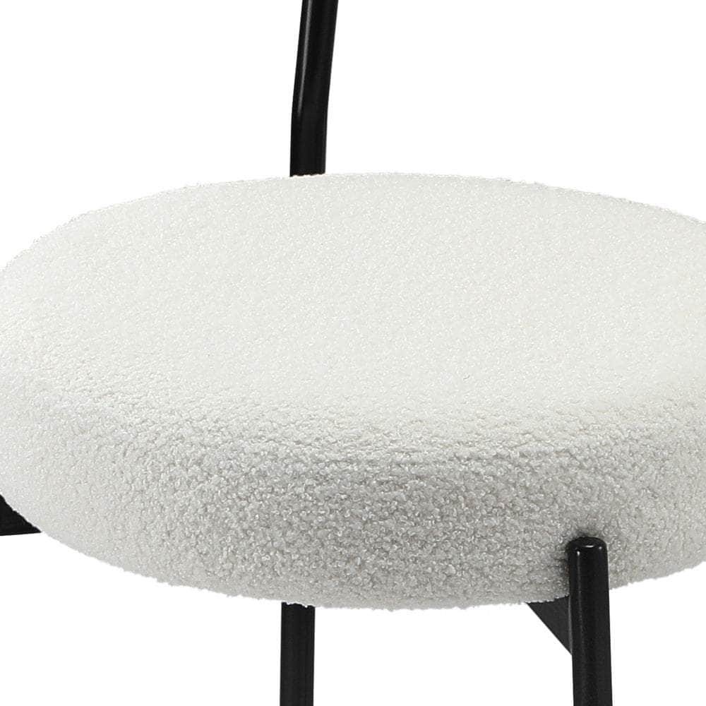 2x Bar Stools Kitchen Dining Stool Boucle Fabric White