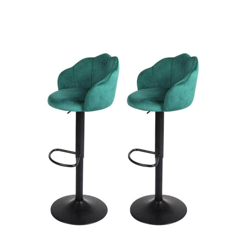 2x Bar Stools Kitchen Gas Lift Green