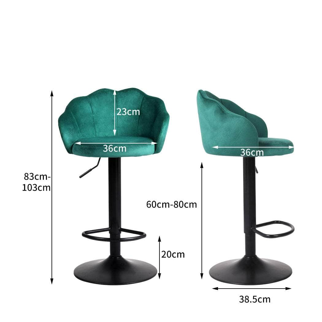 2x Bar Stools Kitchen Gas Lift Green