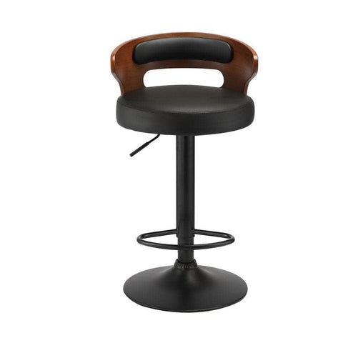 2x Bar Stools Kitchen Gas Lift Swivel Chairs Stool Wooden Barstool Black