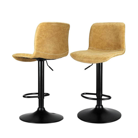 2x Bar Stools Kitchen Swivel Bar Stool Gas Lift Chairs Barstools Brown