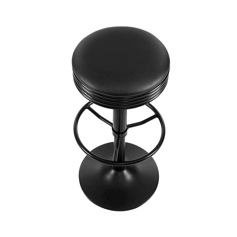 2x Bar Stools Leather Padded Gas Lift Black