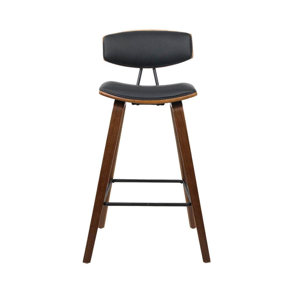 2x Bar Stools Leather Padded w/Backrest