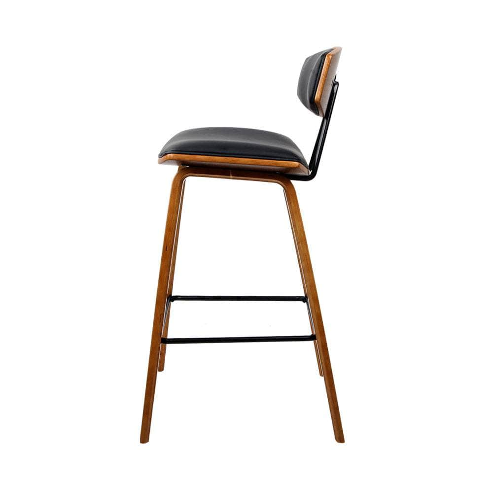 2x Bar Stools Leather Padded w/Backrest