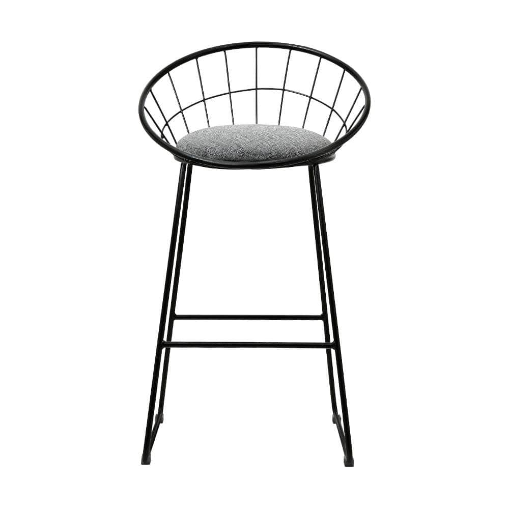 2x Bar Stools Padded Seat Metal