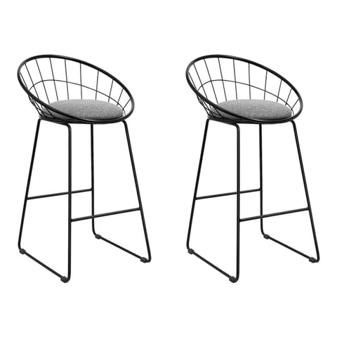 2x Bar Stools Padded Seat Metal