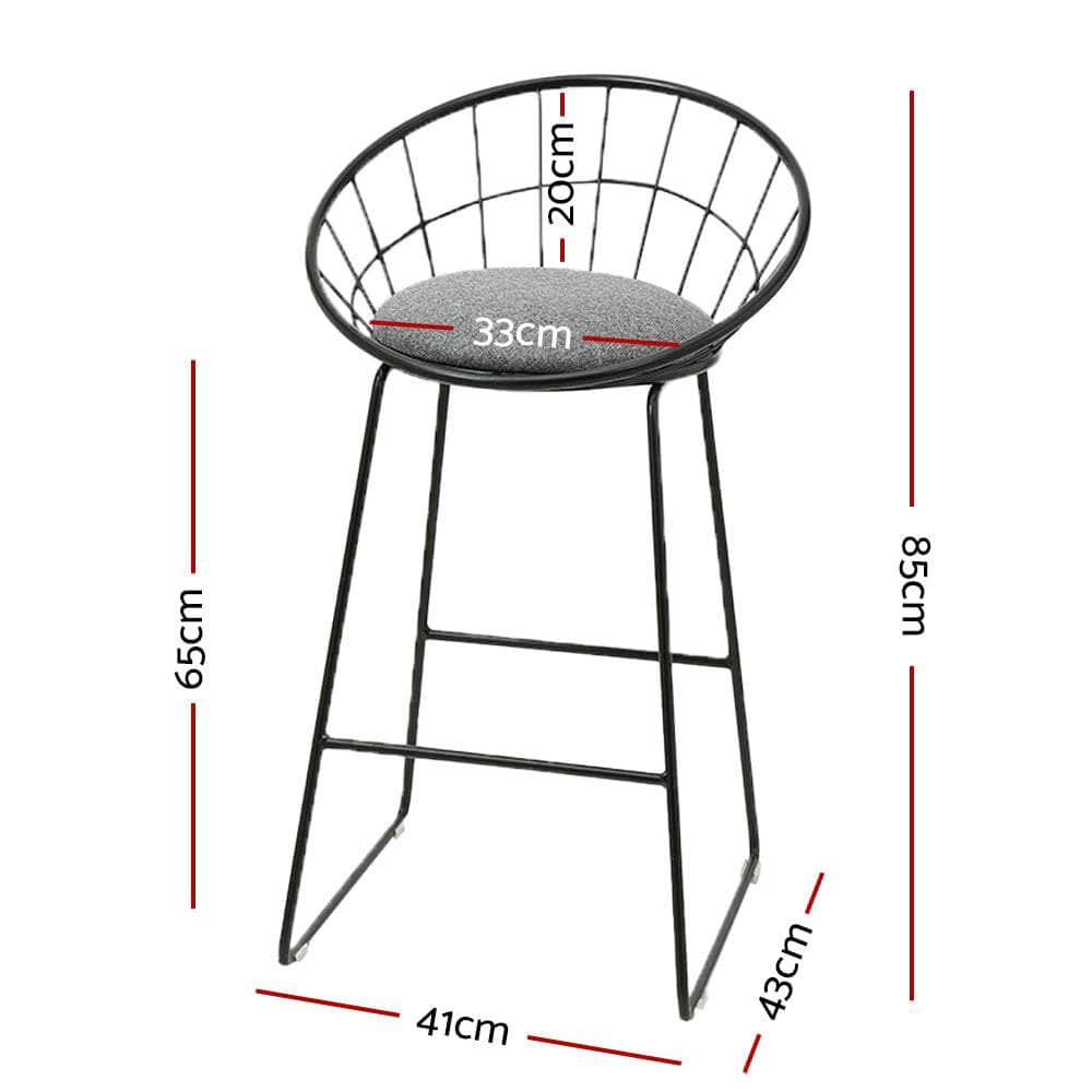 2x Bar Stools Padded Seat Metal