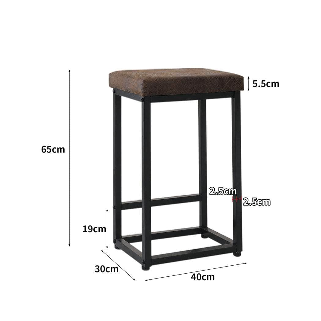 2X Bar Stools PU Leather Metal