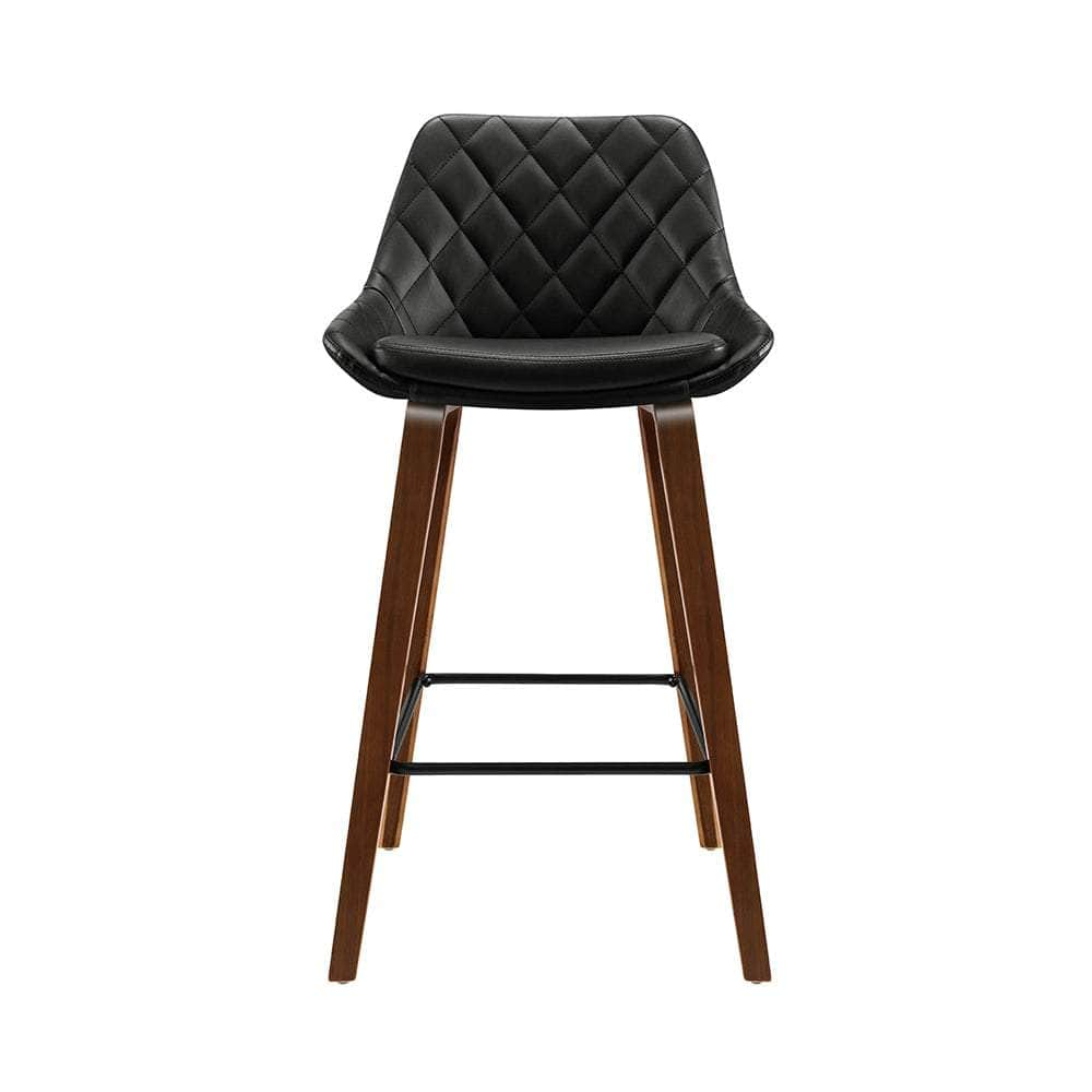 2x Bar Stools PU Seat Wooden