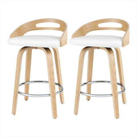 2x Bar Stools Swivel Dining Chairs Low Back Counter Seat PU Cushion