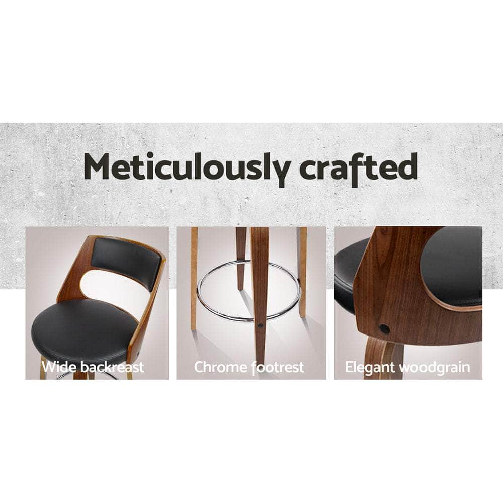 2x Bar Stools Swivel Leather Chair 65cm