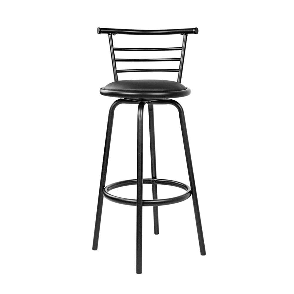 2x Bar Stools Swivel Leather Padded Metal