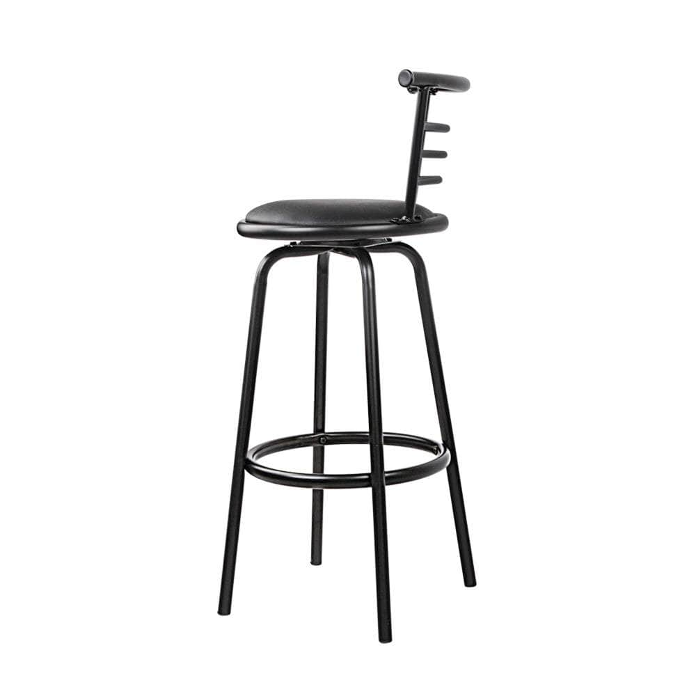 2x Bar Stools Swivel Leather Padded Metal