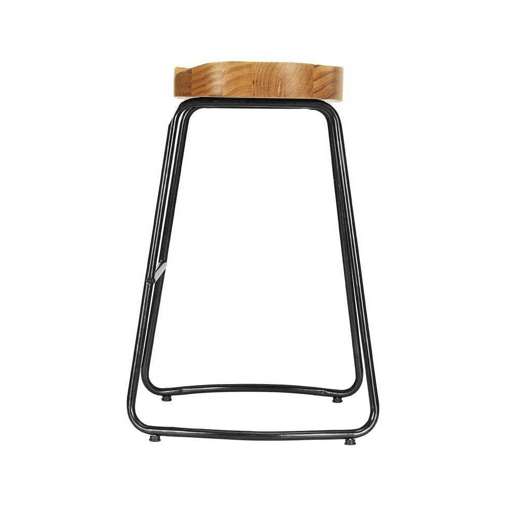 2x Bar Stools Tractor Seat 65cm Wooden