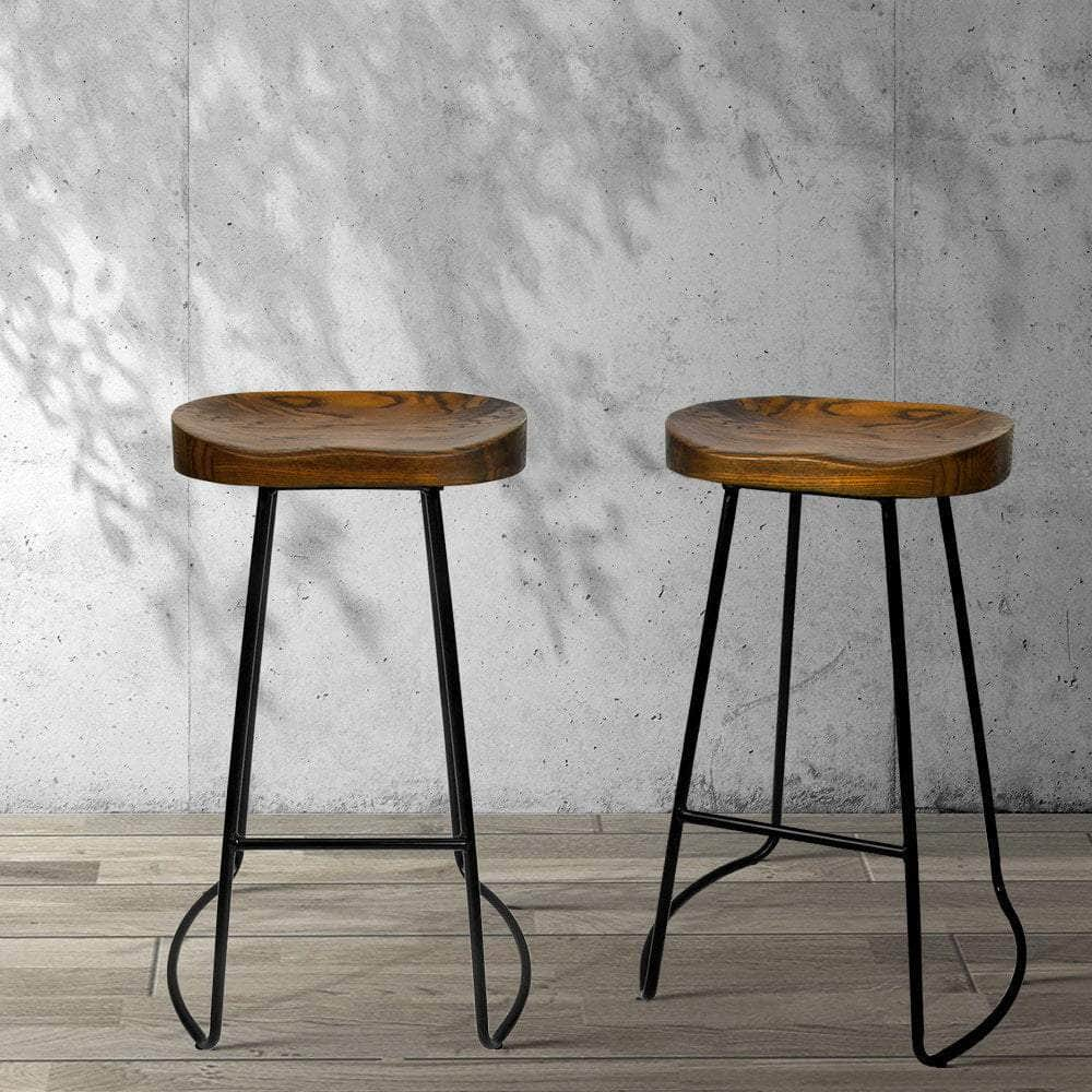 2x Bar Stools Tractor Seat 75cm Black