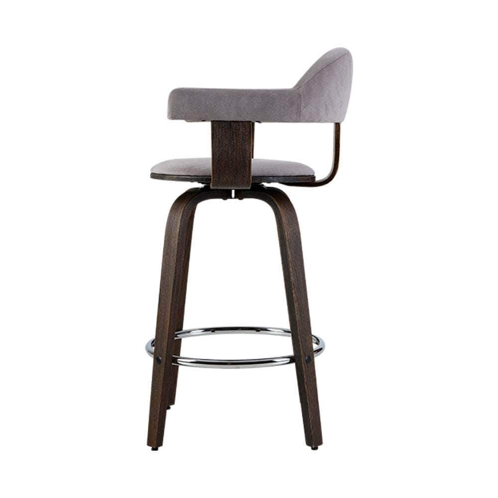 2x Bar Stools Wooden Dining Chair Grey