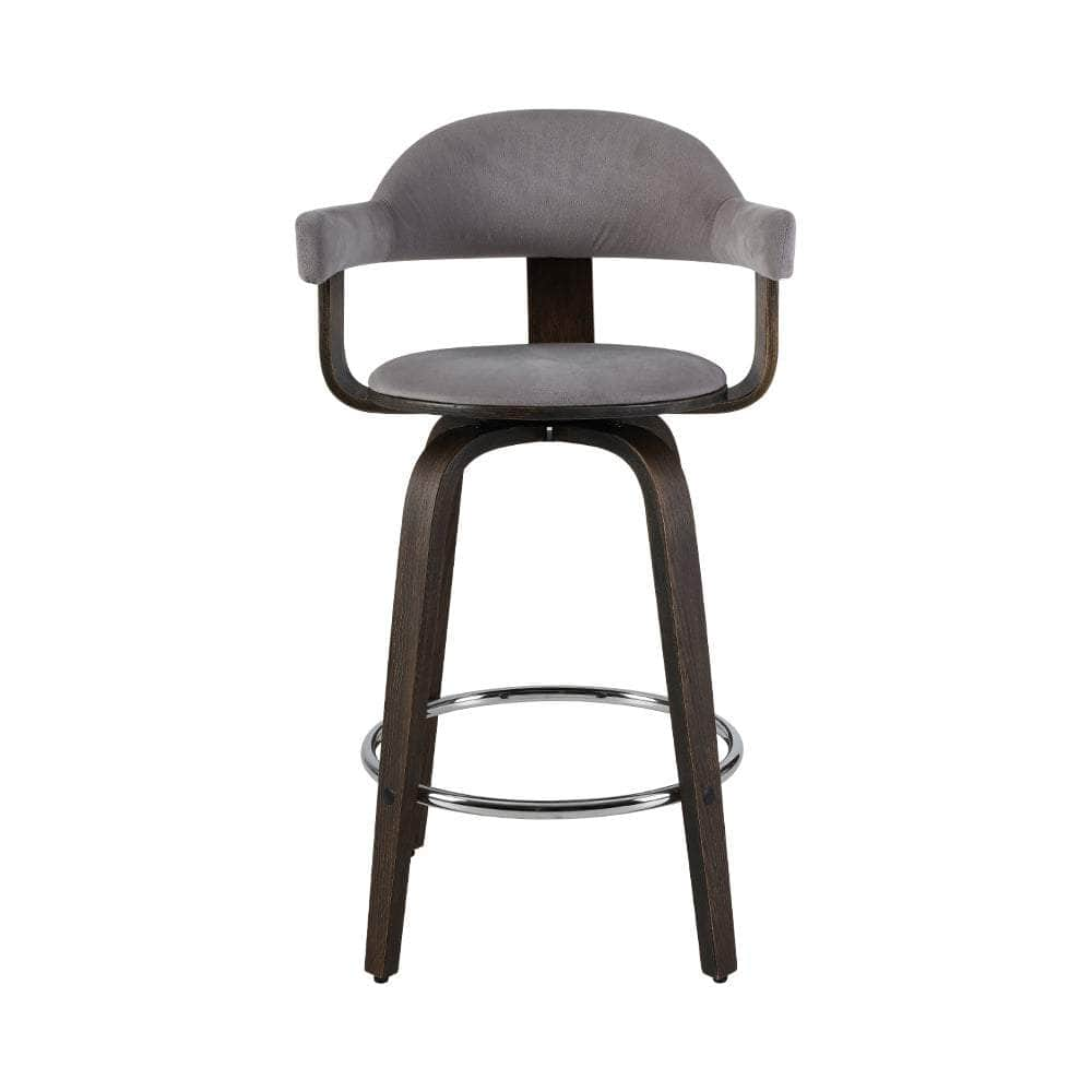 2x Bar Stools Wooden Dining Chair Grey