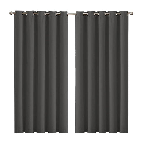 2x Blockout Charcoal Curtains Panels 3 Layers