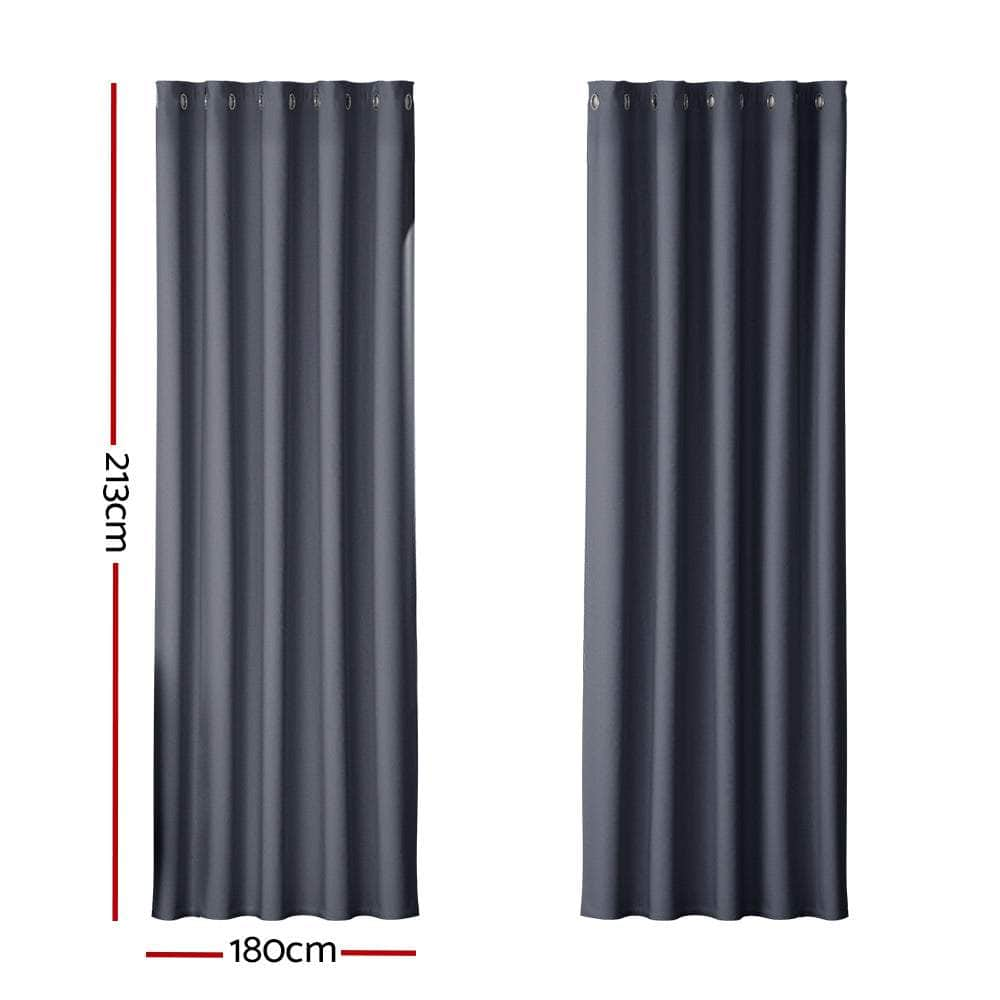 2X Blockout Curtains Blackout Window Curtain Eyelet 180x213cm