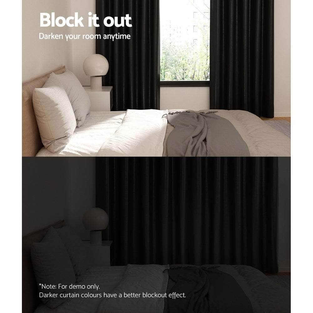 2X Blockout Curtains Blackout Window Curtain Eyelet 180x213cm