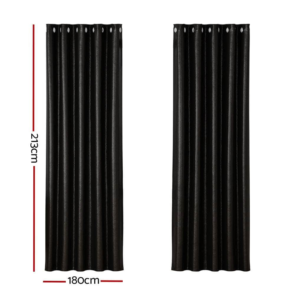 2X Blockout Curtains Blackout Window Curtain Eyelet 180x213cm