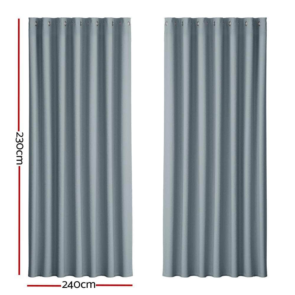 2X Blockout Curtains Blackout Window Curtain Eyelet 240x230cm