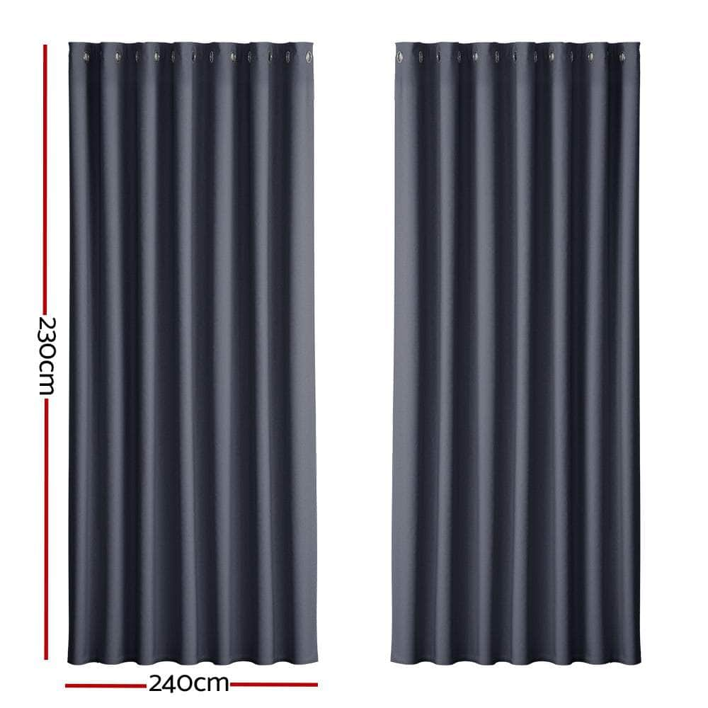 2X Blockout Curtains Blackout Window Curtain Eyelet 240x230cm