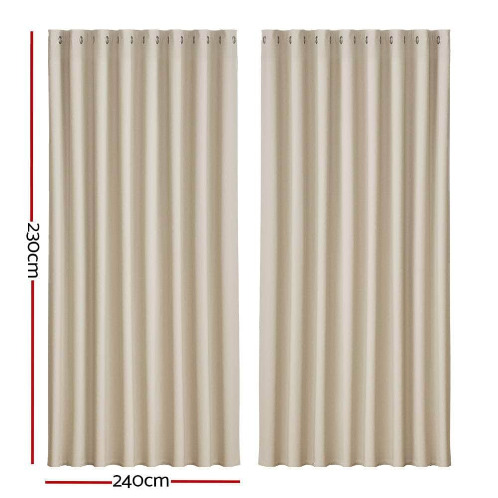 2X Blockout Curtains Blackout Window Curtain Eyelet 240x230cm