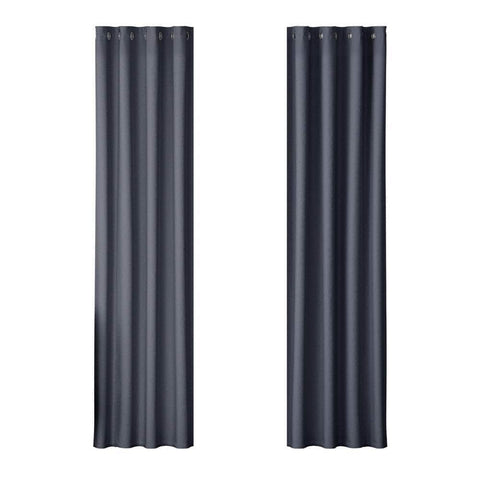 2X Blockout Curtains Eyelet 140X230Cm Charcoal