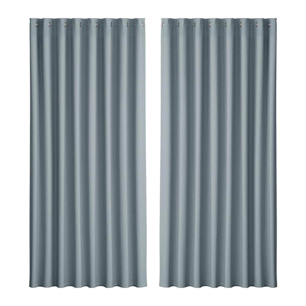 2X Blockout Curtains Eyelet 140x230cm Grey