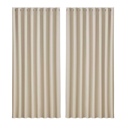 2X Blockout Curtains Eyelet 300X230Cm Beige