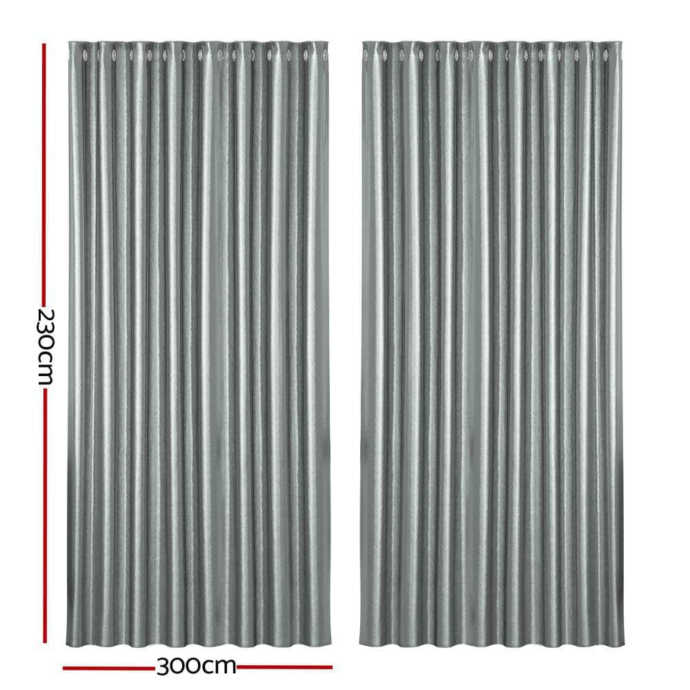 2X Blockout Curtains Eyelet 300X230Cm Grey Shine