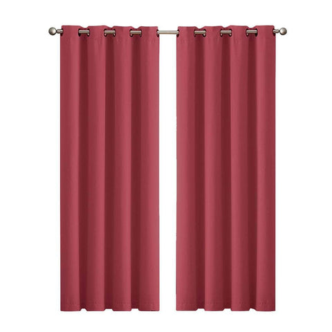 2x Blockout Curtains Panels 3 Layers- Burgundy