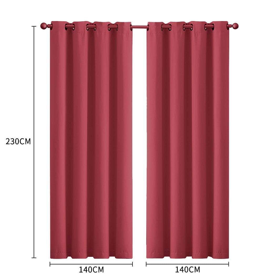 2x Blockout Curtains Panels 3 Layers- Burgundy