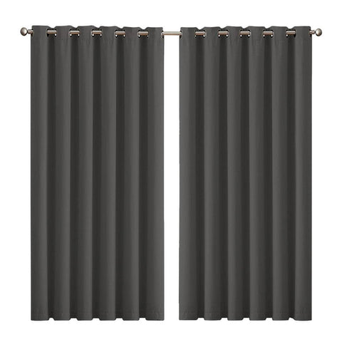 2x Blockout Curtains Panels 3 Layers Charcoal