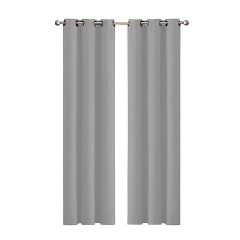 2x Blockout Curtains Panels 3 Layers- Grey