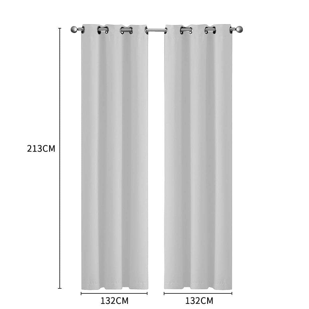 2x Blockout Curtains Panels 3 Layers- Grey