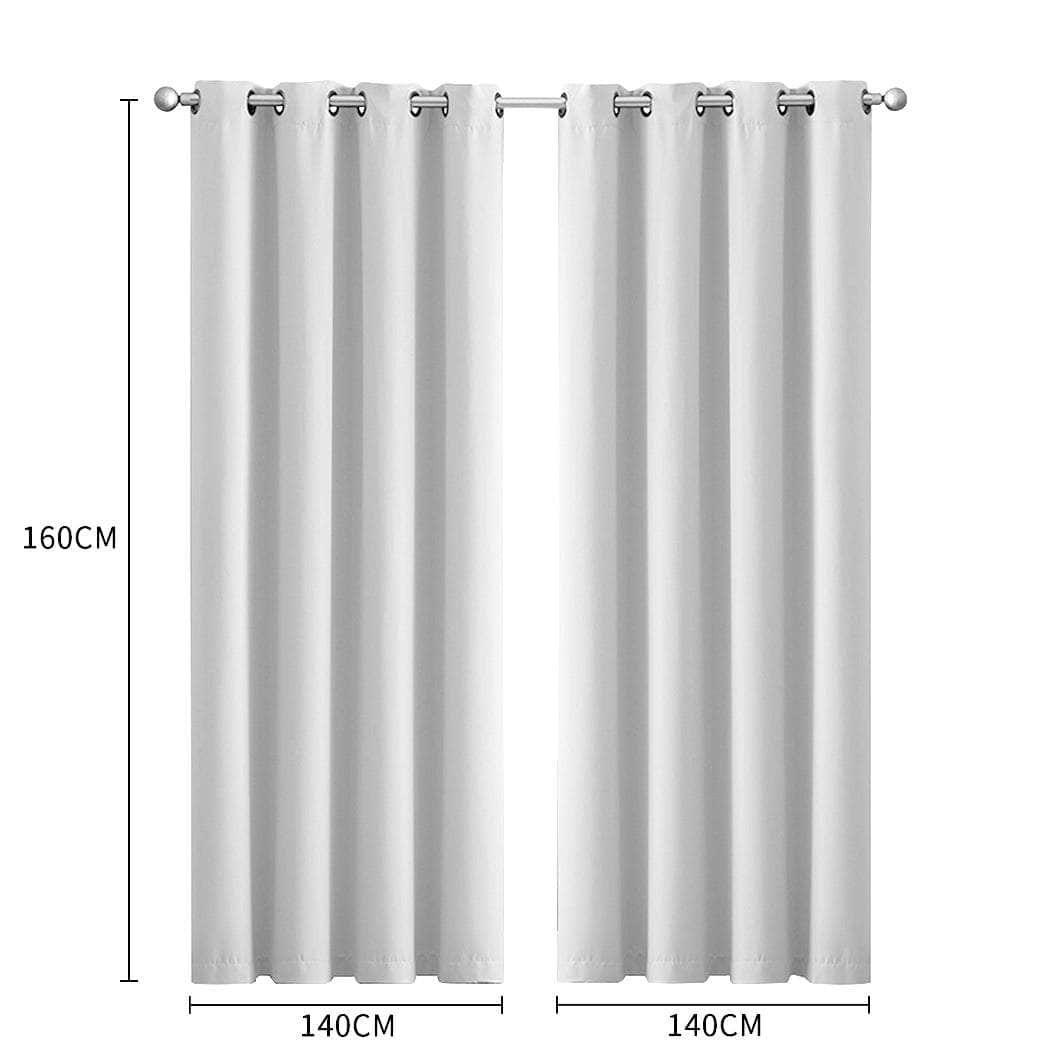 2x Blockout Curtains Panels 3 Layers Grey-Durable