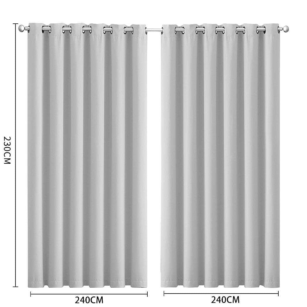 2x Blockout Curtains Panels 3 Layers Grey-Elegant