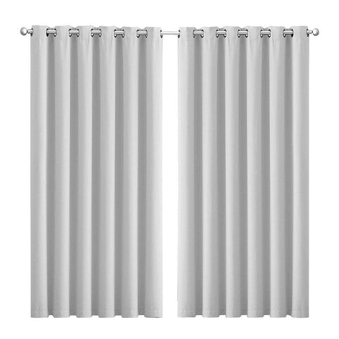 2x Blockout Curtains Panels 3 Layers Grey-Elegant