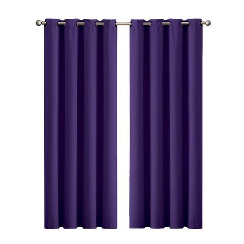 2x Blockout Curtains Panels 3 Layers Purple