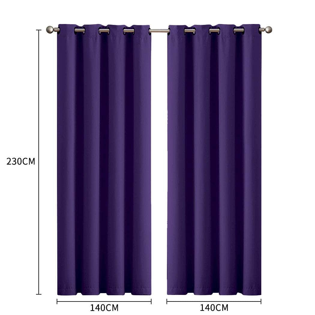 2x Blockout Curtains Panels 3 Layers Purple