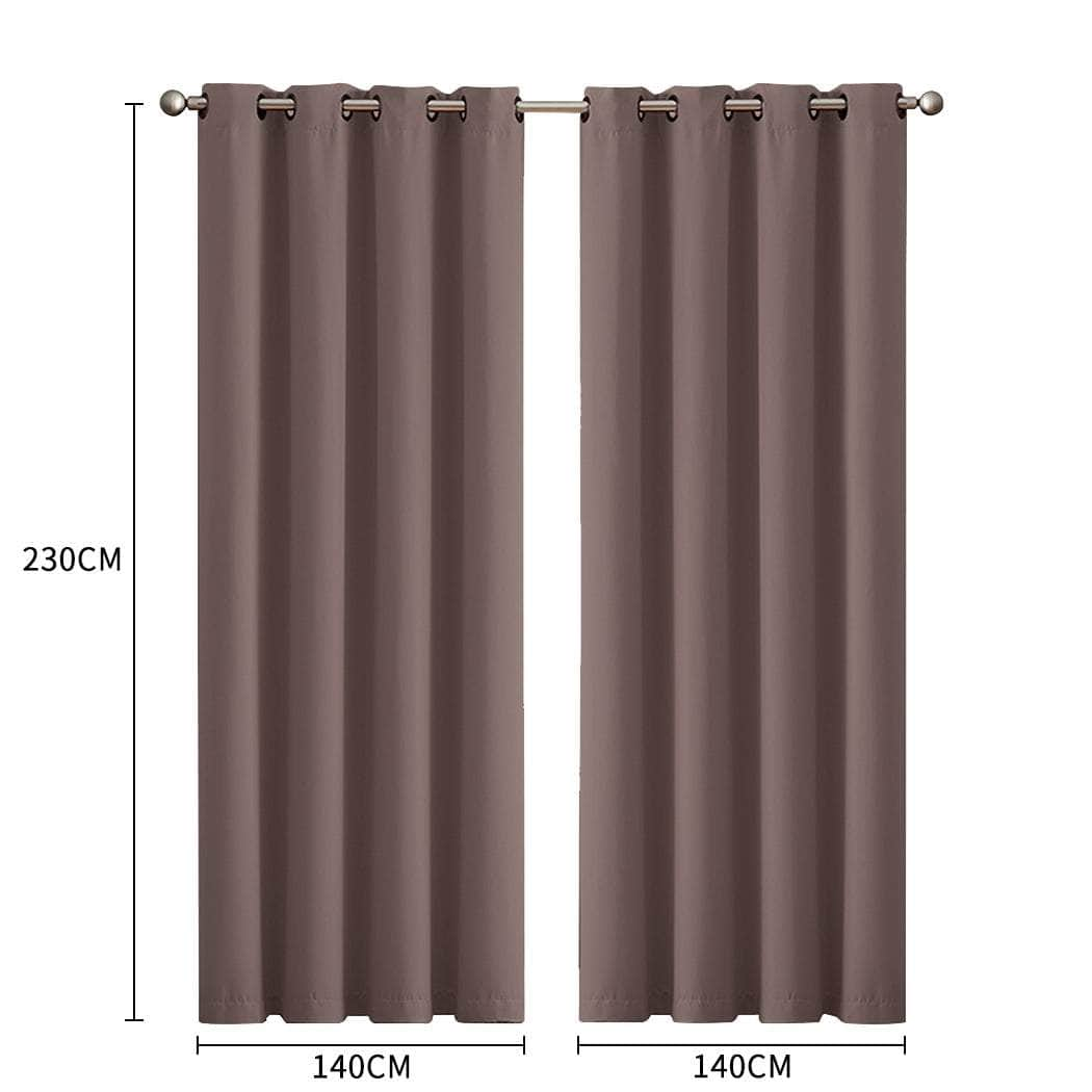 2x Blockout Curtains Panels 3 Layers- Taupe