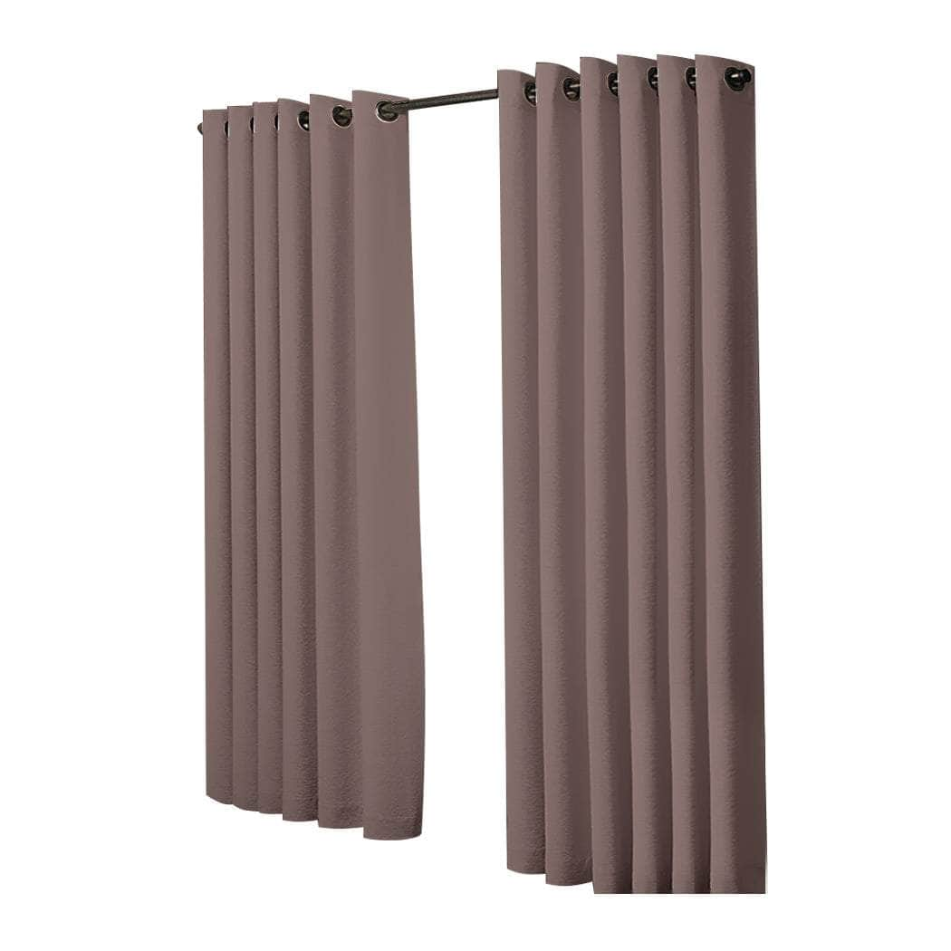 2x Blockout Curtains Panels 3 Layers Taupe