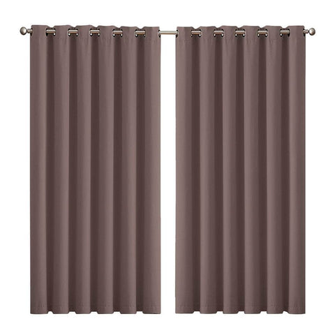 2x Blockout Curtains Panels 3 Layers Taupe