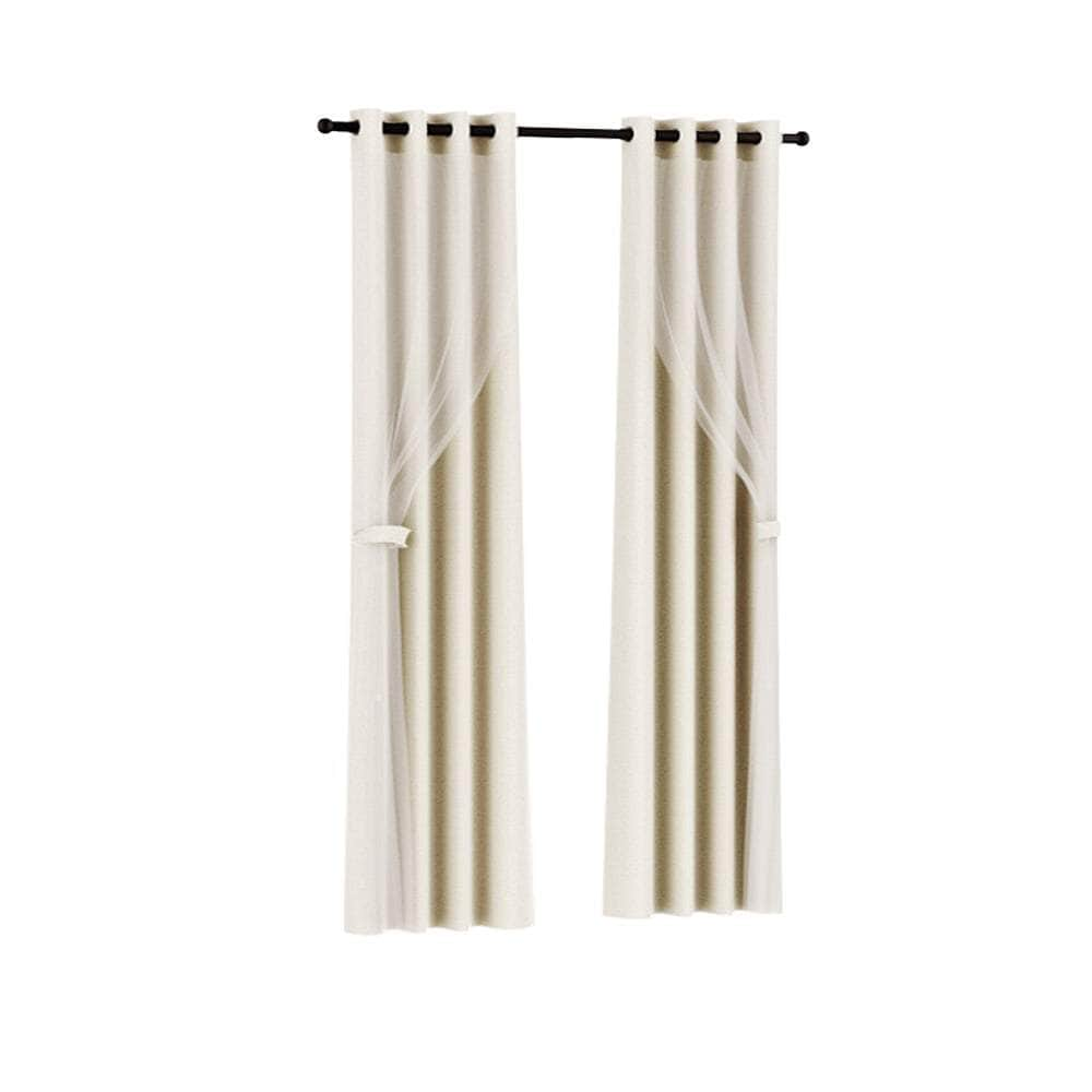 2X Blockout Sheer Curtains Beige/Black/Chracoal/Grey