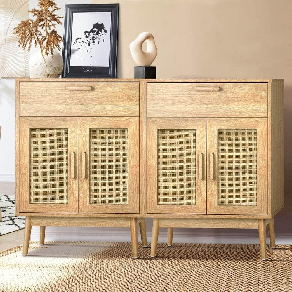 2x Buffet Sideboard Rattan Cupboard Cabinet Storage