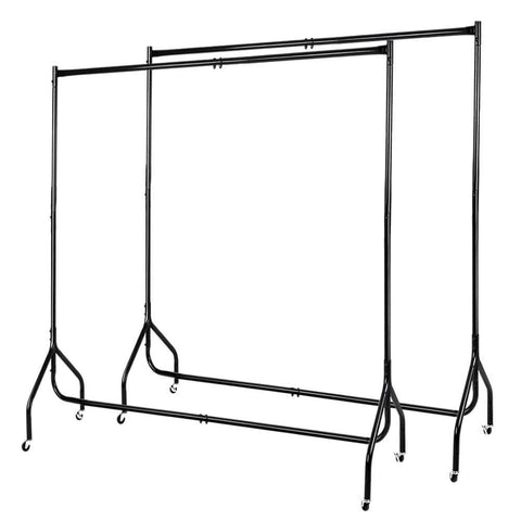 2X Clothes Rack Coat Stand 6Ft Rail Wheels