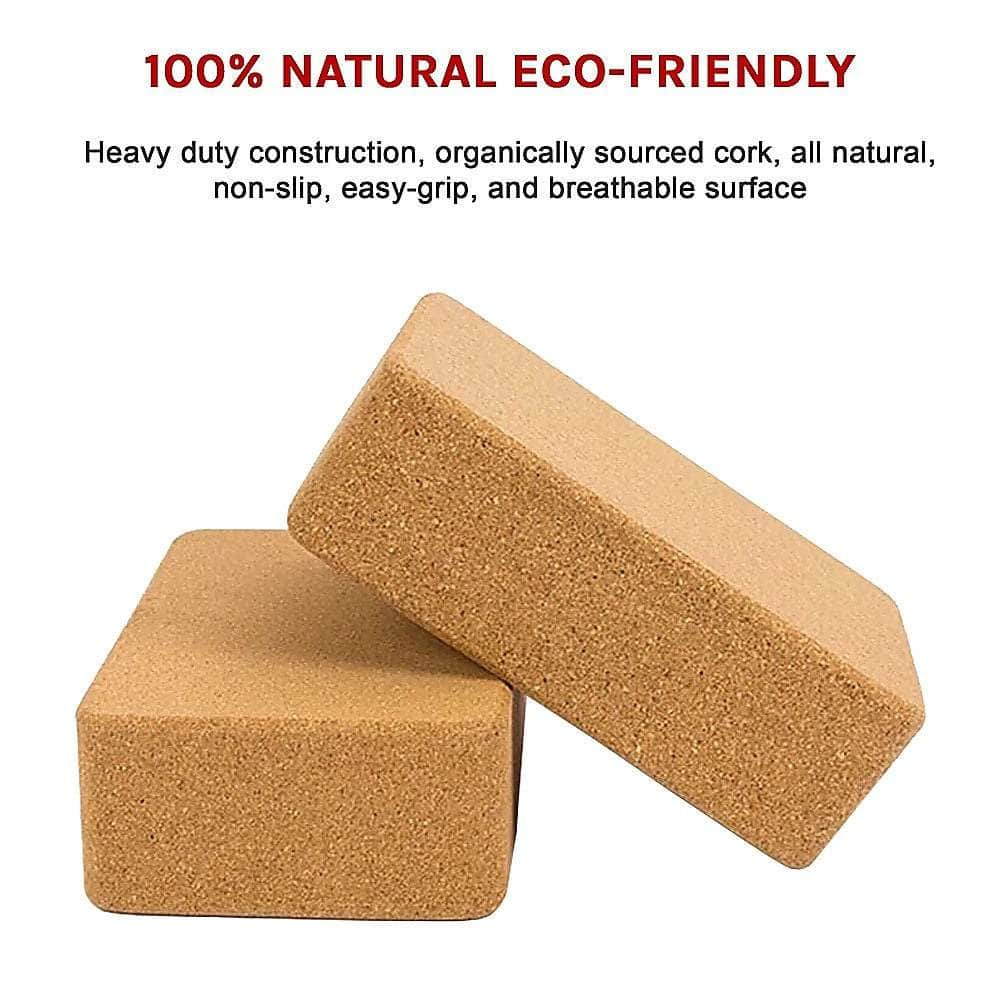 2x Cork Yoga Blocks Organic Exercise Bricks